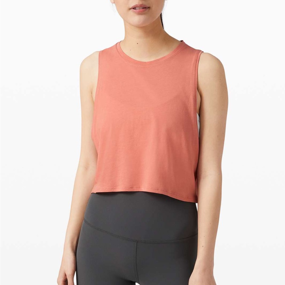Lululemon 🍋 Cut Back Crop Tank Rustic Coral Size 6